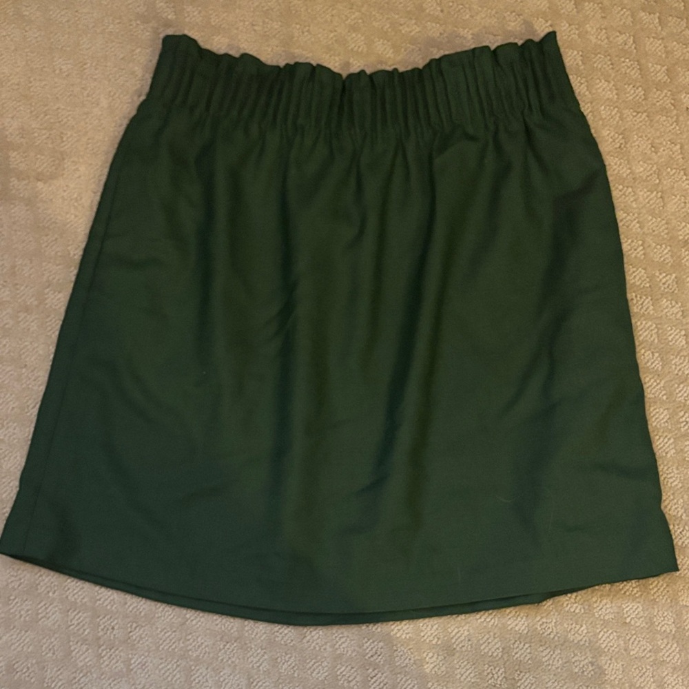 J Crew Elegant Green Wool mini Skirt Sz 2 New with Tags